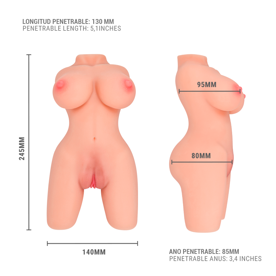 Jesse Torso Masturbador Multiposición Doble Vagina y Ano