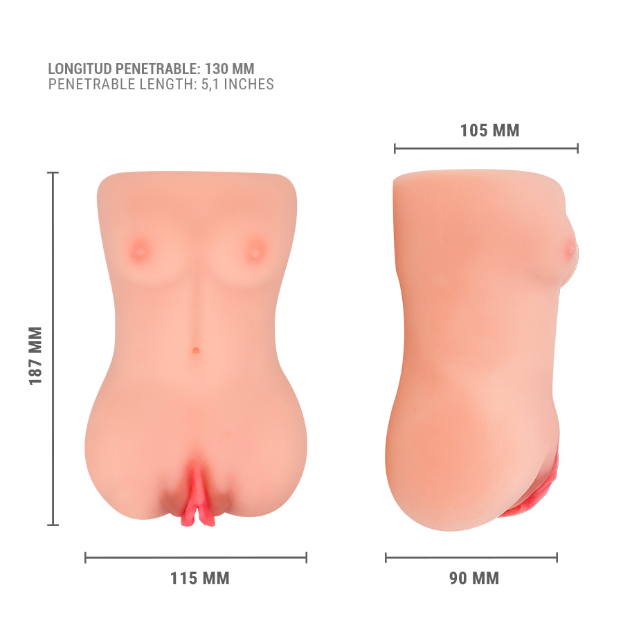 Medidas del masturbador Catherine y longitud penetrable de 13 cm