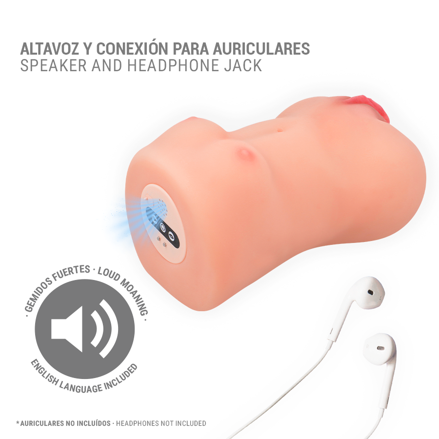 Altavoz y conexión para auriculares del masturbador Catherine