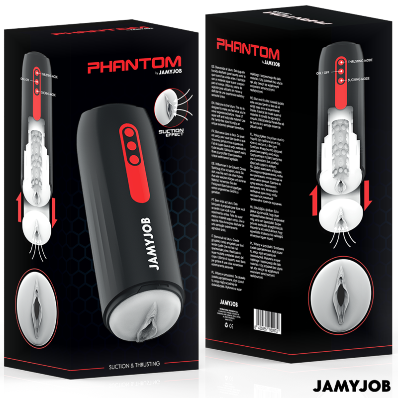 Jamyjob Phantom — Masturbador automático con succión y empuje