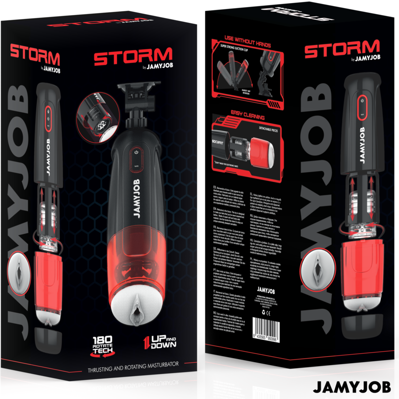 Presentación y embalaje del masturbador automático Storm