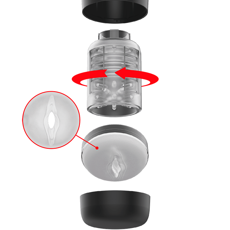Sistema desmontable de rotación y manga del masturbador Tornado